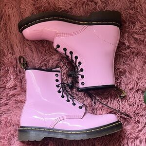 Dr. Martens Glossy Pink Combat Boots